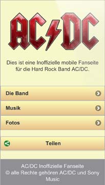 AC/DC Smartphone Website mit Baukasten